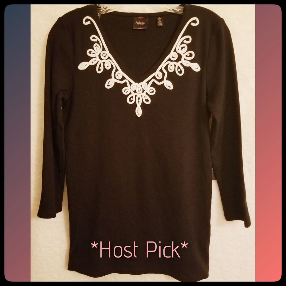 Rafaella*Beaded-Trim Knit Top